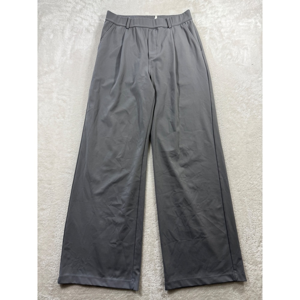 Halara Womens Wide Leg Pleated High Rise Grey Trousers M Reg Meas: 28x29.5